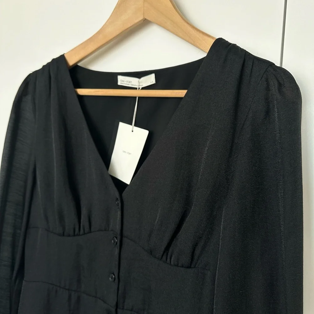 NWT Oak + Fort Black Button‑Front Dress - Picture 5 of 6